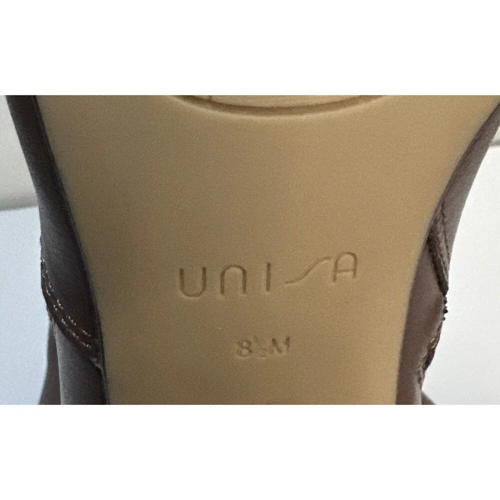 Unisa Women's Ankle Boots 8.5 M Zip Open Peep Toe Cognac